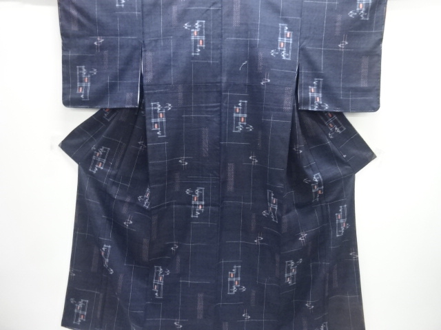 JAPANESE KIMONO / TSUMUGI / UNUSED / WOVEN KASURI PATTERN